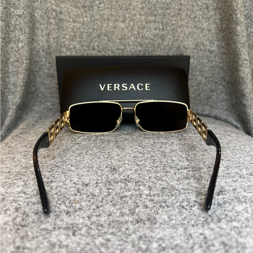 Men’s Versace Sunglasses with Gold Frame and Black Lenses